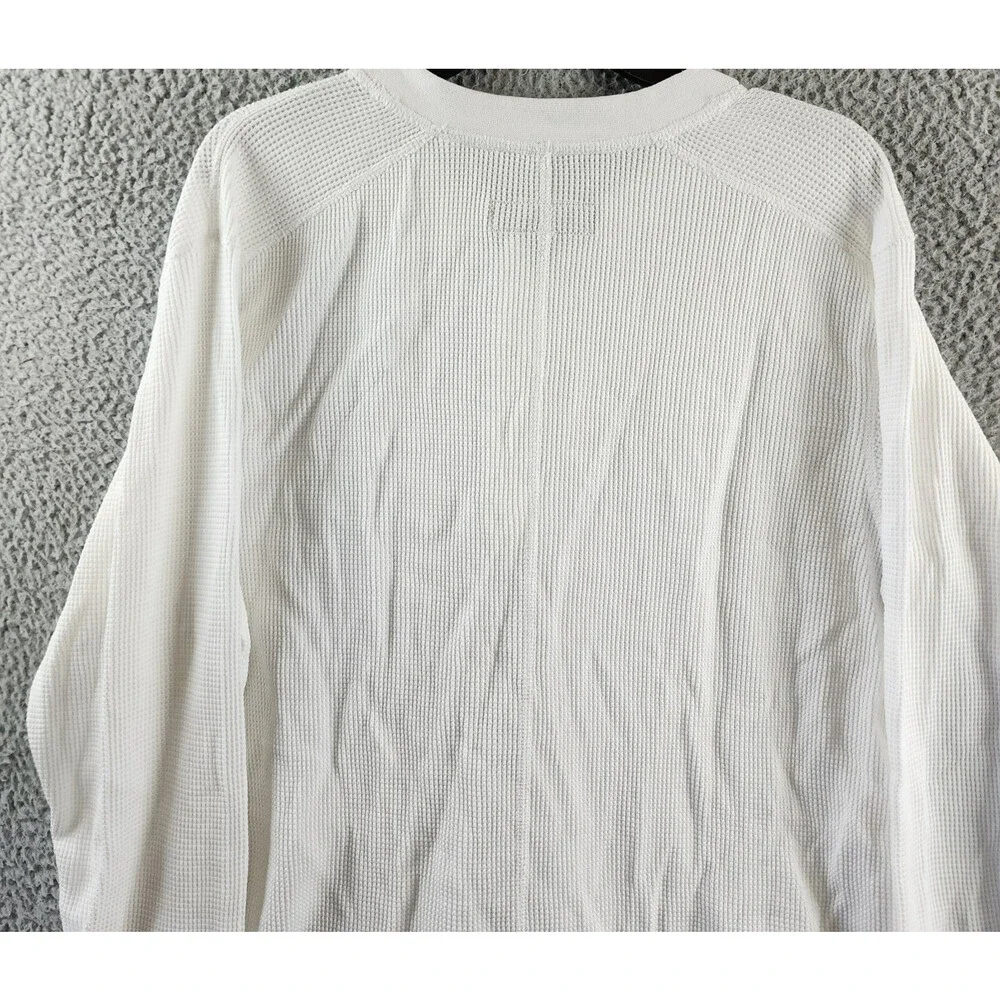 rag & bone Waffle Knit Henley Top Men's XL White Solid Long Sleeve Pullover - Picture 15 of 15